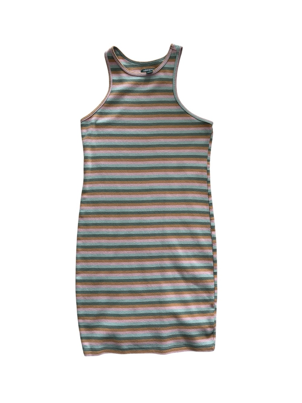 Y2K Wild Fable Stripe Bodycon Tank Dress Girls Small Pastel Ribbed Mini